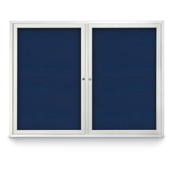 United Visual Products 48"x36" 2-Door Enclosed Outdoor Letterboard, Blue Felt/Satin UV1161D-SATIN-BLUE - main
